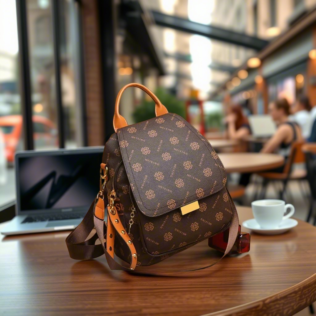 Leather Backpack Vintage - Retro Printed Backpack Women PU Leather