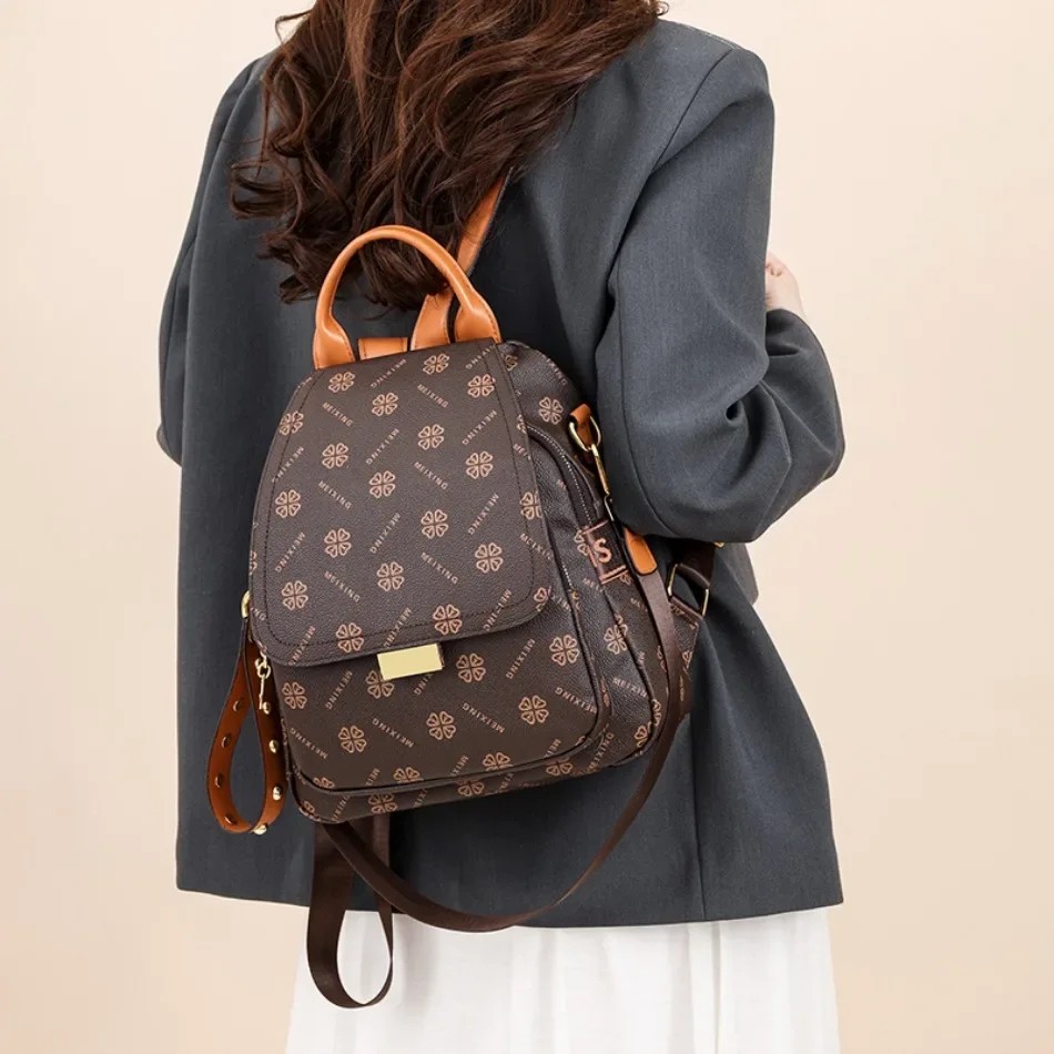 Retro Printed Backpack Women P - Leather Backpack Vintage 评论和价格