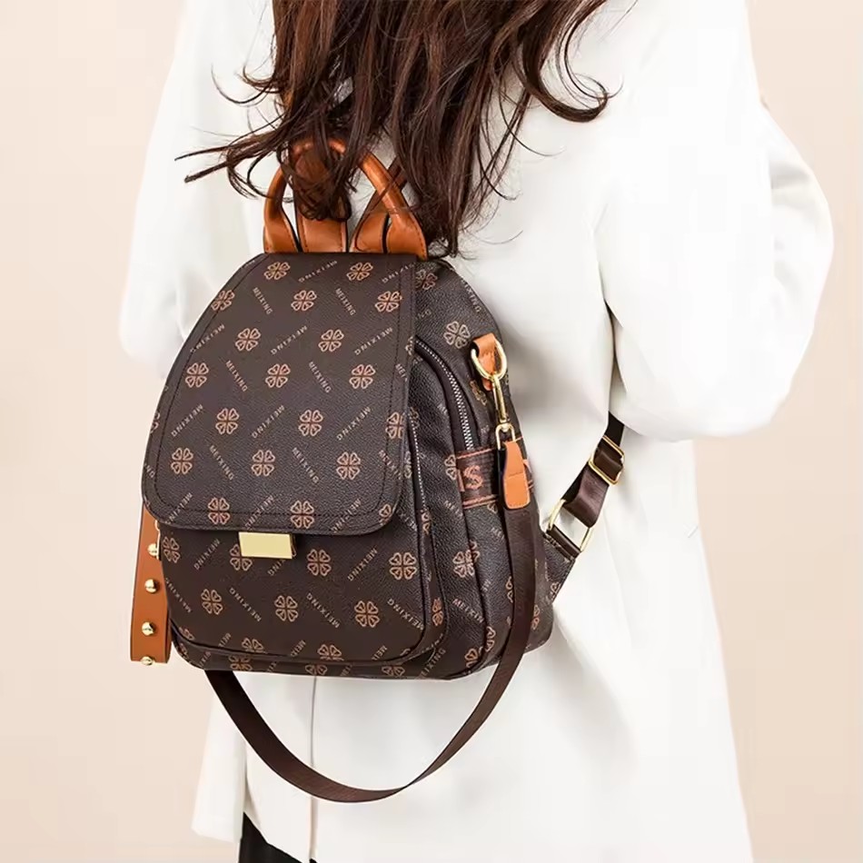 Retro Printed Backpack Women P - Leather Backpack Vintage 评论和价格